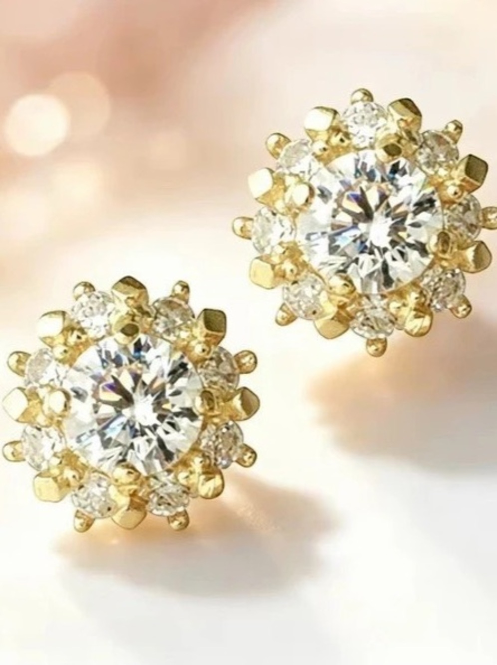 New Gold Crystal Cluster Earrings